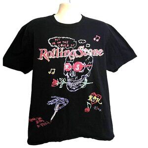 Rolling Stone Magazine Music Black Graphic T-Shirt Large Skull Gothic Stretch